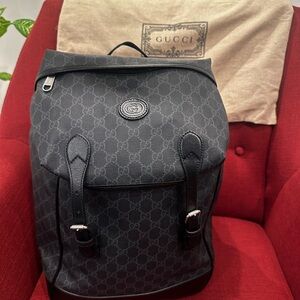 Gucci Dark Gray Monogram Men's Backpack